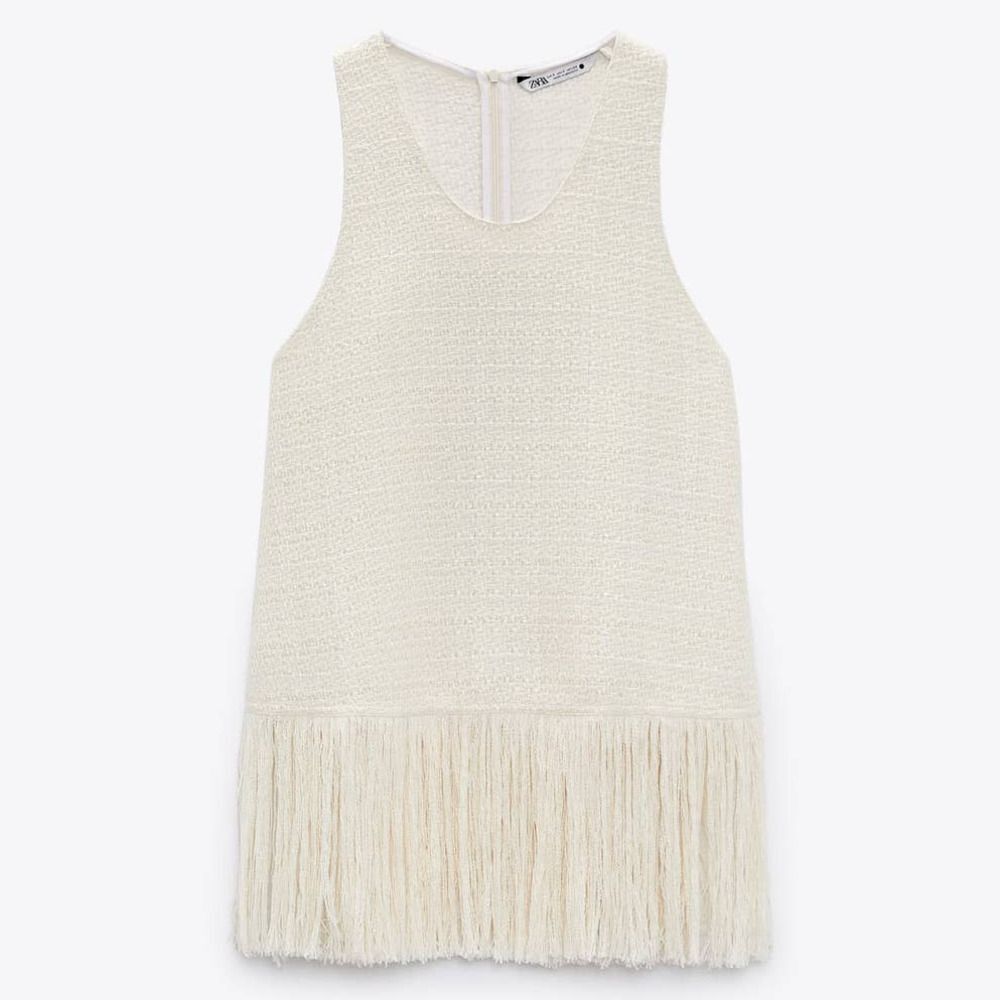 Fringe Textured Top New Light Beige - Picture 7 of 9
